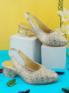 BAESD Girls Embellished Block Heeled Pumps