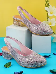 BAESD Girls Embellished Block Heeled Pumps