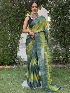 LeeliPeeri Designer Tie and Dye Silk Blend Ready to Wear Saree