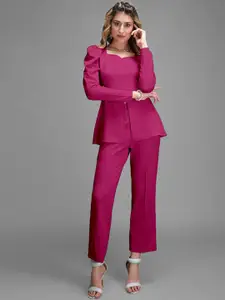 Ziva Fashion Sweetheart Neck Puff Sleeves Top With Trousers