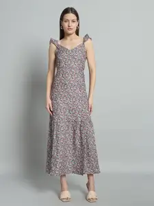 Chemistry Floral Print Flutter Sleeves Maxi Dress