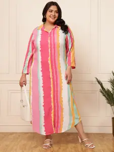 DEEBACO Striped A-Line Midi Dress