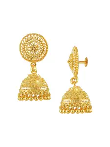 Vighnaharta Gold-Plated Contemporary Jhumkas Earrings