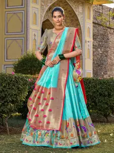 LOOKNBOOK ART Woven Design Silk Semi Stitched Lehenga & Unstitched Blouse With Dupatta