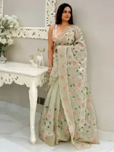 Anouk Floral Embroidered Organza Saree
