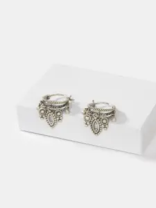 SHAYA 925 Silver Oxidised Contemporary Drop Earrings