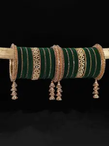 LAVAZZA Set Of 74 Zircon Studded Latkan Chuda Bangles