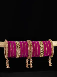 LAVAZZA Set Of 74 Zircon Studded Latkan Chuda Bangles