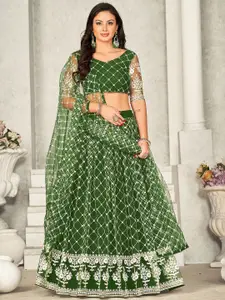 Warthy Ent Embroidered Thread Work Semi-Stitched Lehenga & Unstitched Blouse With Dupatta