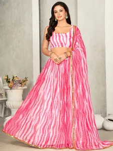 Warthy Ent Printed Semi-Stitched Lehenga & Unstitched Blouse With Dupatta