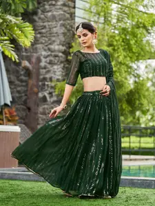 Warthy Ent Embroidered Sequinned Semi-Stitched Lehenga & Unstitched Blouse With Dupatta