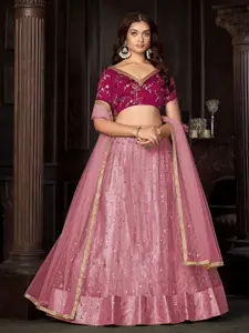 Warthy Ent Embroidered Sequinned Semi-Stitched Lehenga & Unstitched Blouse With Dupatta