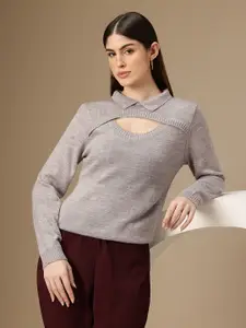 Chemistry Cut Out Detailed Acrylic Longline Pullover