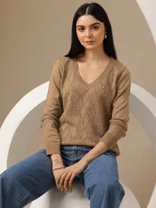 Chemistry Open Knit Embellished Pullover