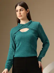 Chemistry Cut Out Detailed Acrylic Longline Pullover