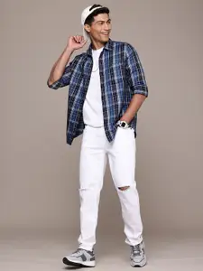 WROGN Pure Cotton Slim Fit Checked Casual Shirt