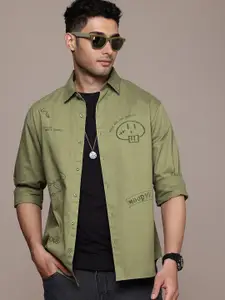 WROGN Pure Cotton Typography Printed Casual Shirt