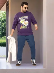 Sztori Plus Size Graphic Printed Pullover Sweatshirt