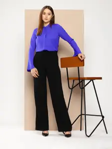 her by invictus Band Collar Bell Sleeves Casual Shirt