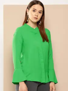 her by invictus Band Collar Bell Sleeves Casual Shirt