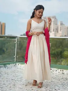 Chandbaali Striped Cotton Ready to Wear Lehenga & Blouse With Dupatta