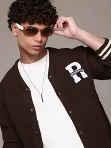 The Roadster Life Co. Typography Embroidered Detail Acrylic Cardigan