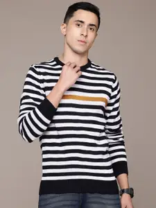 The Roadster Life Co. Striped Knitted Acrylic Pullover