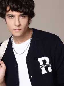 The Roadster Lifestyle Co. Typography Longline Sweater with Varsity Applique Detail