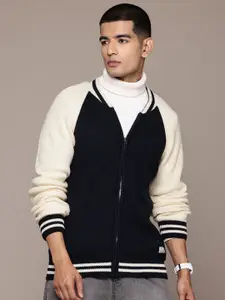 The Roadster Lifestyle Co. Contrast Sleeve Ribbed Cardigan