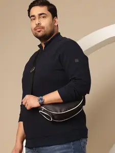 Sztori Plus Size Mock Collar Ribbed Sweatshirt