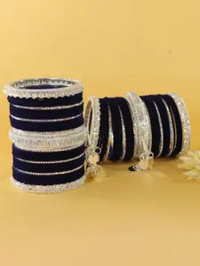 LAVAZZA Set Of 66 Crystal-Studded Metal Latkan Bangles Chuda Set