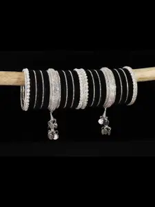 LAVAZZA Set of 66 Crystal-Studded Metal Latkan Bangles Chuda Set