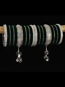 LAVAZZA Set Of 66 Crystal-Studded Metal Latkan Bangles Chuda Set