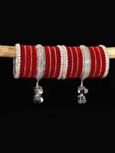 LAVAZZA Set of 66 Crystal-Studded Metal Latkan Bangles Chuda Set