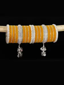 LAVAZZA Set of 66 Crystal-Studded Metal Latkan Bangles Chuda Set