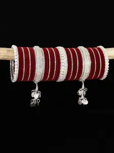 LAVAZZA Set of 66 Crystal Studded Metal Latkan Bangles Chuda Set