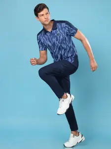 Technosport Men Colorblock Polo Collar Slim Fit T-shirt