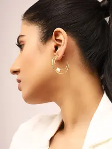 Priyaasi Gold-Plated Contemporary Hoop Earrings