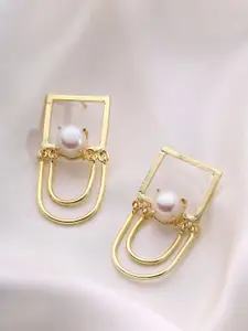 Priyaasi Gold Plated Pearl Studded Drop Earrings