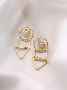 Priyaasi Gold Plated Geometric Drop Earrings