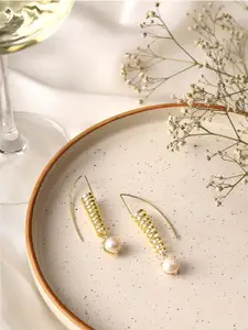 Priyaasi Gold-Plated Artificial Beads Beaded Contemporary Drop Earrings