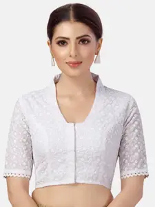 Studio Shringaar Pure Cotton Chikankari Saree Blouse