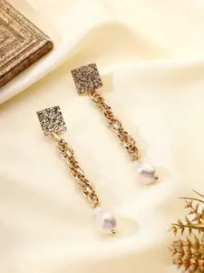 Priyaasi Gold-Plated Beaded Contemporary Drop Earrings