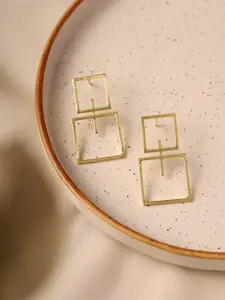 Priyaasi Gold Plated Square Shape Drop Earrings