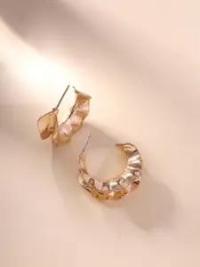 Priyaasi Gold-Plated Hammered Wavy Half Hoop Earrings