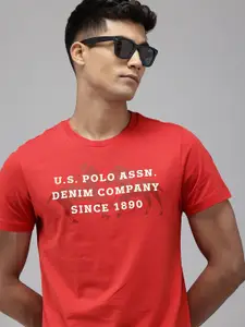 U.S. Polo Assn. Denim Co. Brand Logo Printed Pure Cotton Slim Fit T-shirt