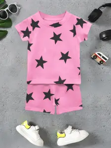 A.T.U.N. Boys Printed Round Neck Short Sleeves Two Piece Cotton Co-ords Set