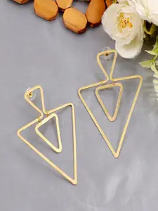 UNIVERSITY TRENDZ Gold-Plated Triangular Drop Earrings