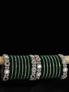 LAVAZZA Set of 58 Zircon & Kundan-Studded Velvet Bangles