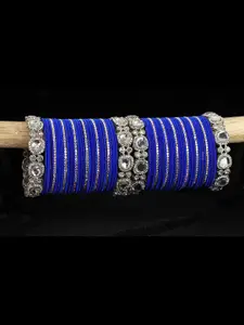 LAVAZZA Set of 58 Zircon & Kundan-Studded Metal Velvet Bangles Chuda Set